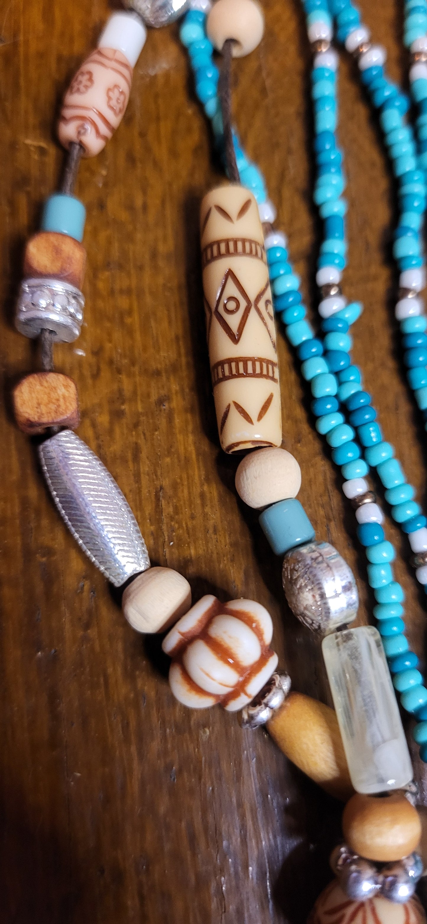 White Turquoise Navajo Bead Horse Pendant Necklace