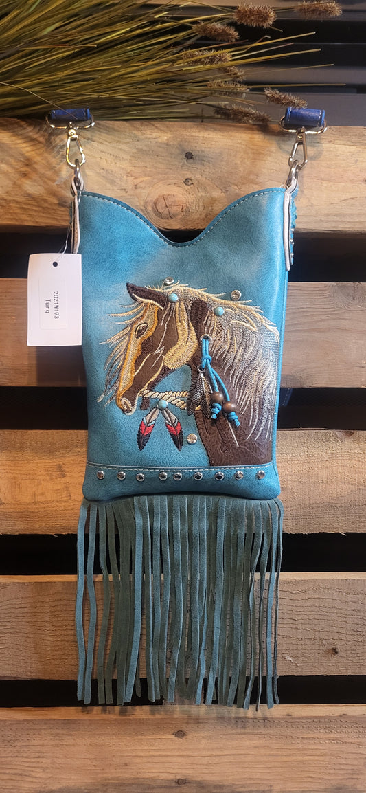 Embroidered Horse Crossbody Western Messenger Pouch