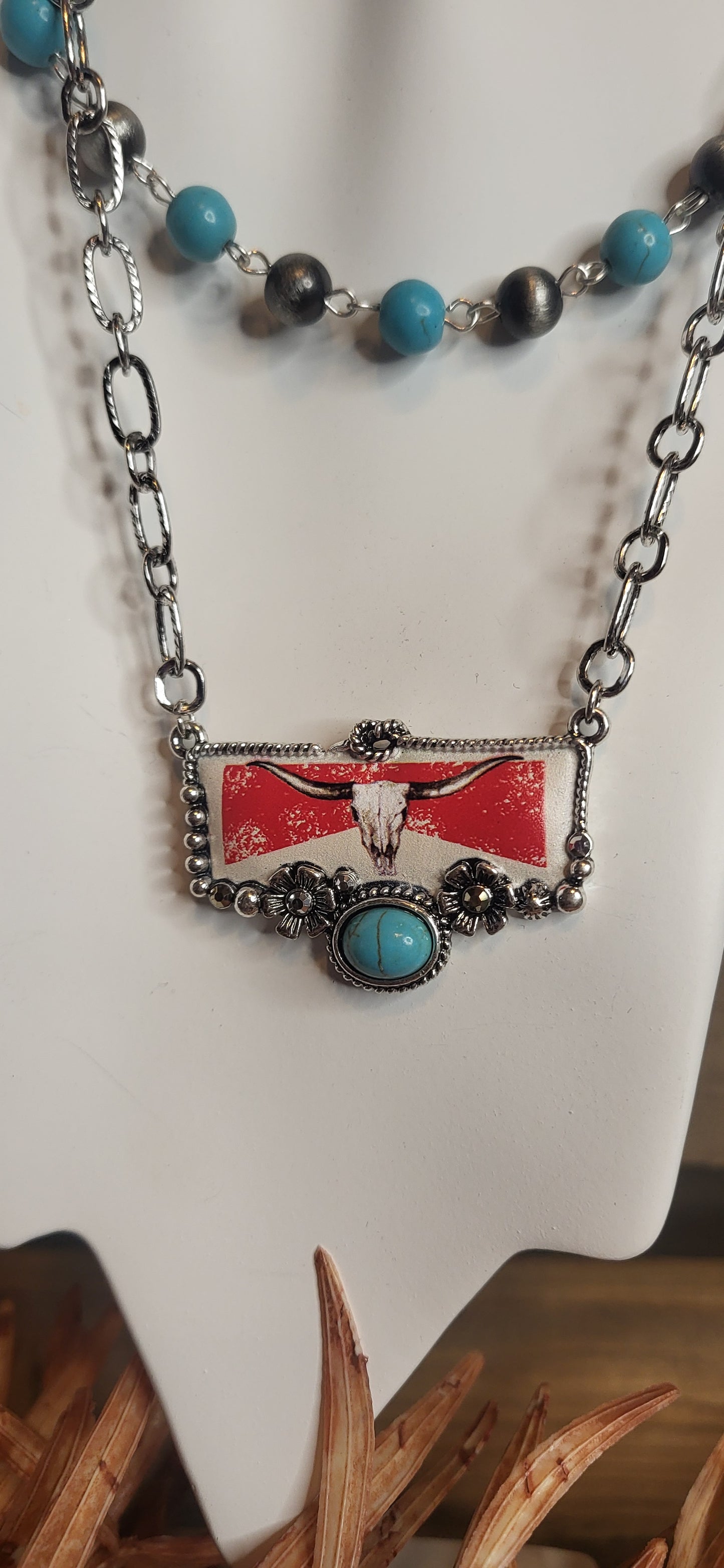 Longhorn Beer Western Necklace and Earrings