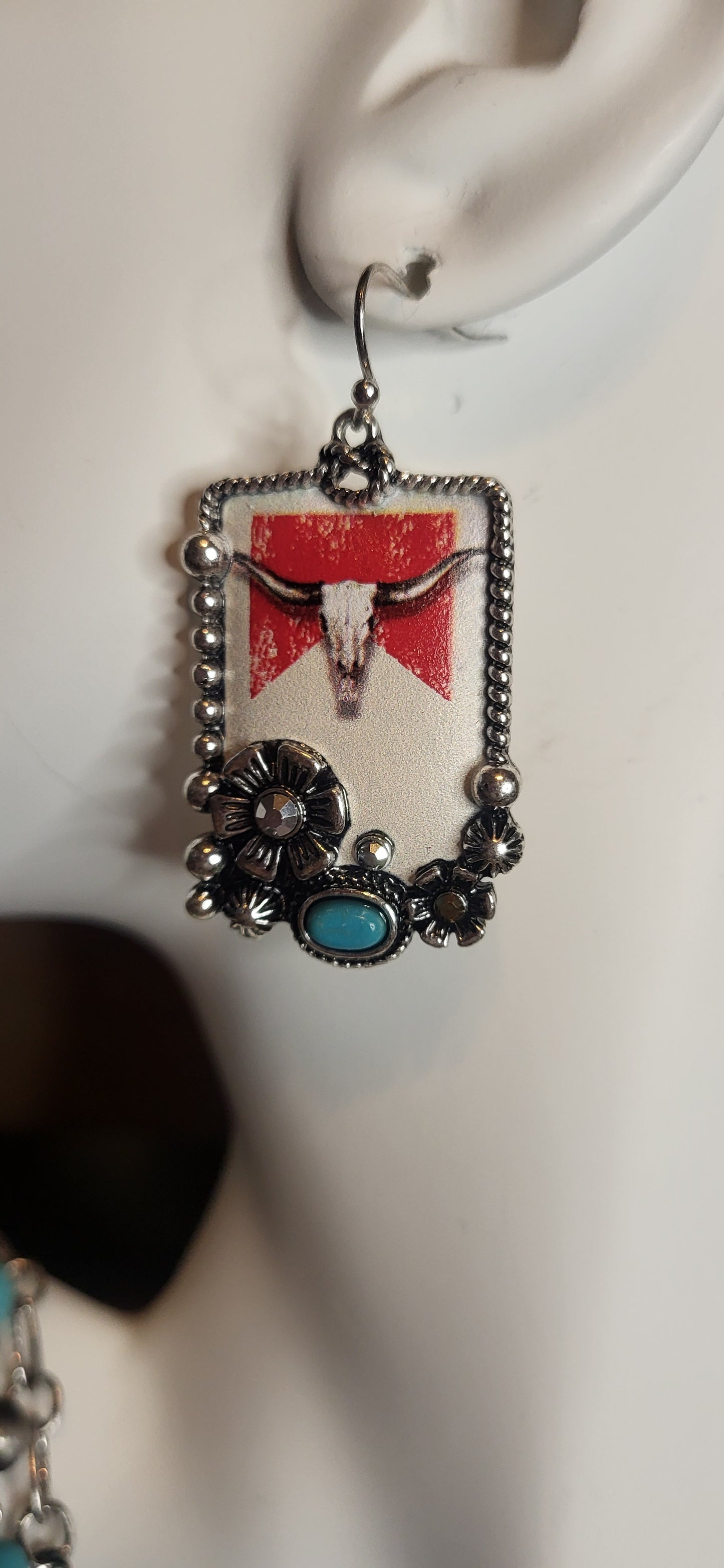 Longhorn Beer Western Necklace and Earrings