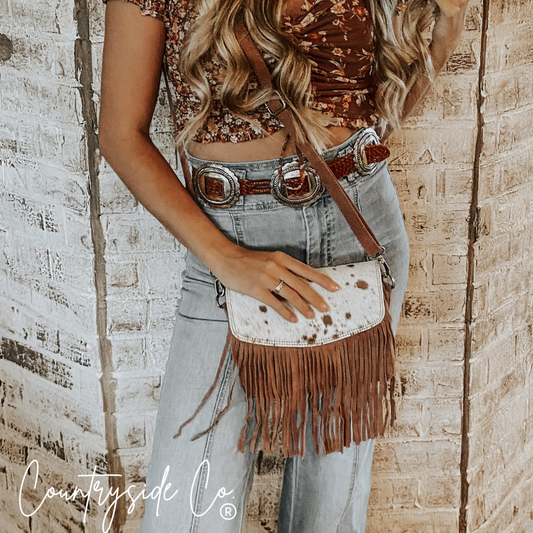 Sadie Cowhide Fringe Purse