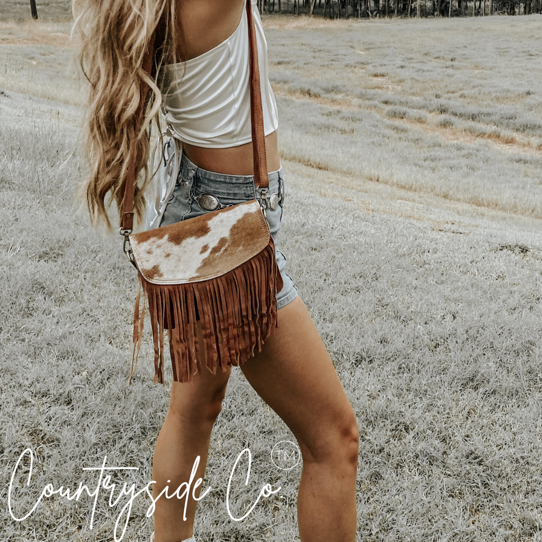 Sadie Cowhide Fringe Purse