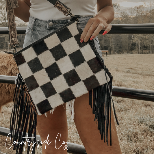 Rodeo Square Cowhide conceal Carry Purse