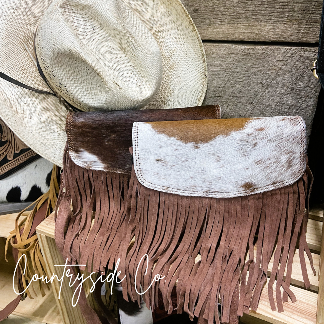 Sadie Cowhide Fringe Purse