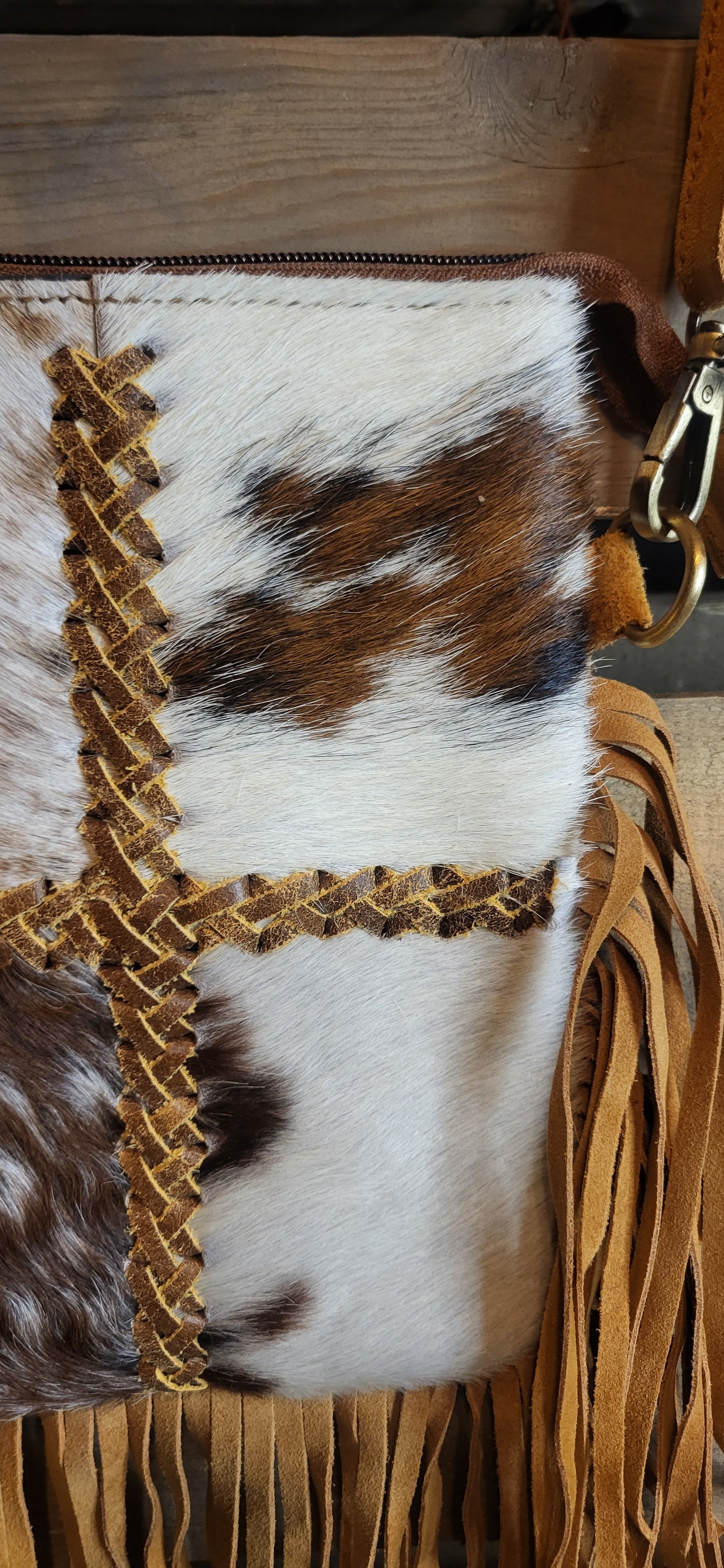 Chesney Patchwork Cowhide Fringe Western Purse